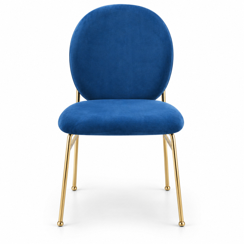 JYX-033 Blue Round-Back Upholstered Dining Chair