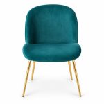 JYX-034 Teal Round-Back Upholstered Dining Chair front view