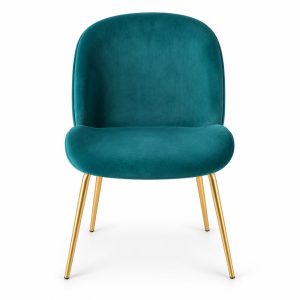JYX-034 Teal Round-Back Upholstered Dining Chair front view