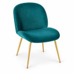 JYX-034 Teal Round-Back Upholstered Dining Chair left 45-degree view