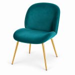 JYX-034 Teal Round-Back Upholstered Dining Chair right 45-degree view