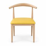 JYX-035 Yellow Seat Wishbone-Style Dining Chair front view