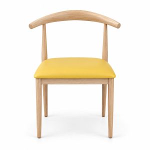 JYX-035 Yellow Seat Wishbone-Style Dining Chair front view