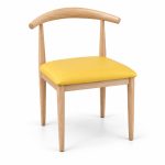 JYX-035 Yellow Seat Wishbone-Style Dining Chair left 45-degree view