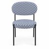 JYX-036 Blue Checkered Upholstered Dining Chair
