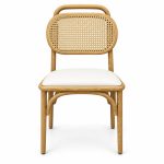 JYX-038 Cream Cane-Back Dining Chair front view