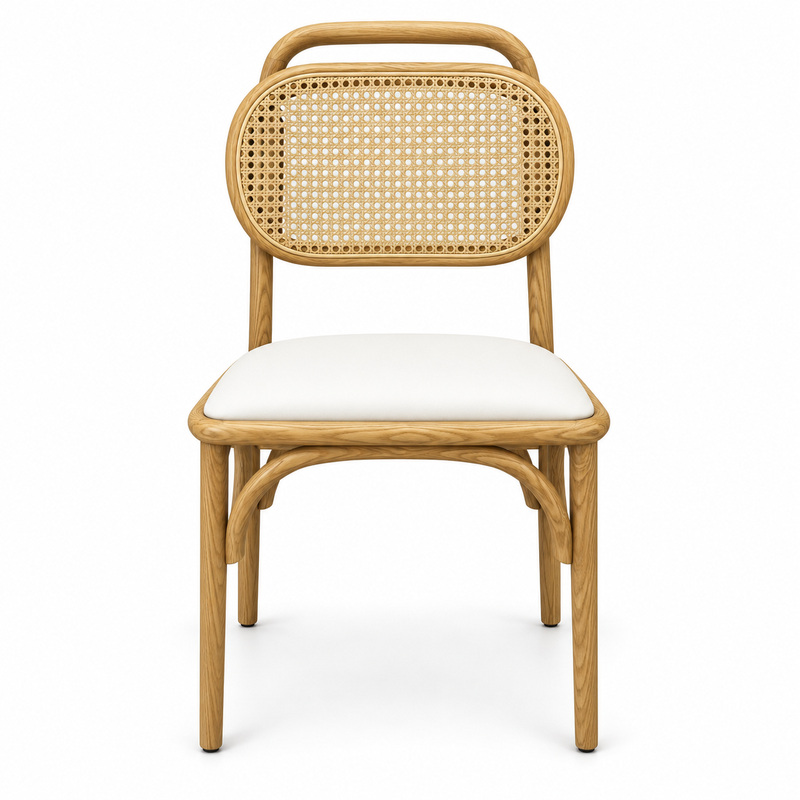 JYX-038 Cream Cane-Back Dining Chair
