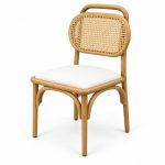 JYX-038 Cream Cane-Back Dining Chair left 45-degree view