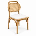 JYX-038 Cream Cane-Back Dining Chair right 45-degree view