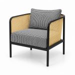 JYX-039 Black and White Checkered Lounge Armchair left 45-degree view