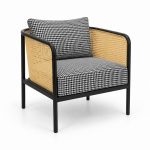 JYX-039 Black and White Checkered Lounge Armchair right 45-degree view