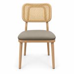 JYX-040 Beige Seat Woven-Back Dining Chair front view