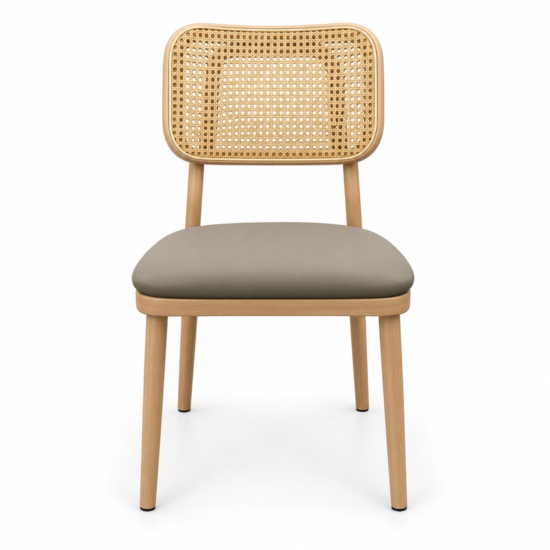 JYX-040 Beige Seat Woven-Back Dining Chair