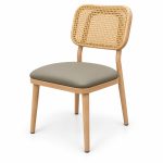JYX-040 Beige Seat Woven-Back Dining Chair left 45-degree view