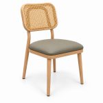 JYX-040 Beige Seat Woven-Back Dining Chair right 45-degree view