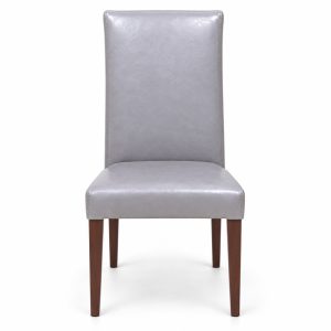 JYX-041 Light Gray High-Back Upholstered Dining Chair front view