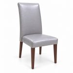 JYX-041 Light Gray High-Back Upholstered Dining Chair left 45-degree view