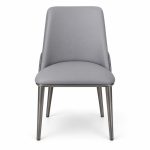 JYX-042 Gray Upholstered Dining Chair front view