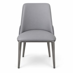 JYX-042 Gray Upholstered Dining Chair front view
