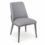 JYX-042 Gray Upholstered Dining Chair left 45-degree view