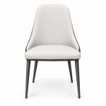 JYX-043 Ivory Upholstered Dining Chair front view