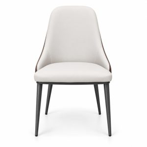 JYX-043 Ivory Upholstered Dining Chair front view