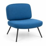 JYX-044 Blue Cushioned Low Lounge Chair left 45-degree view