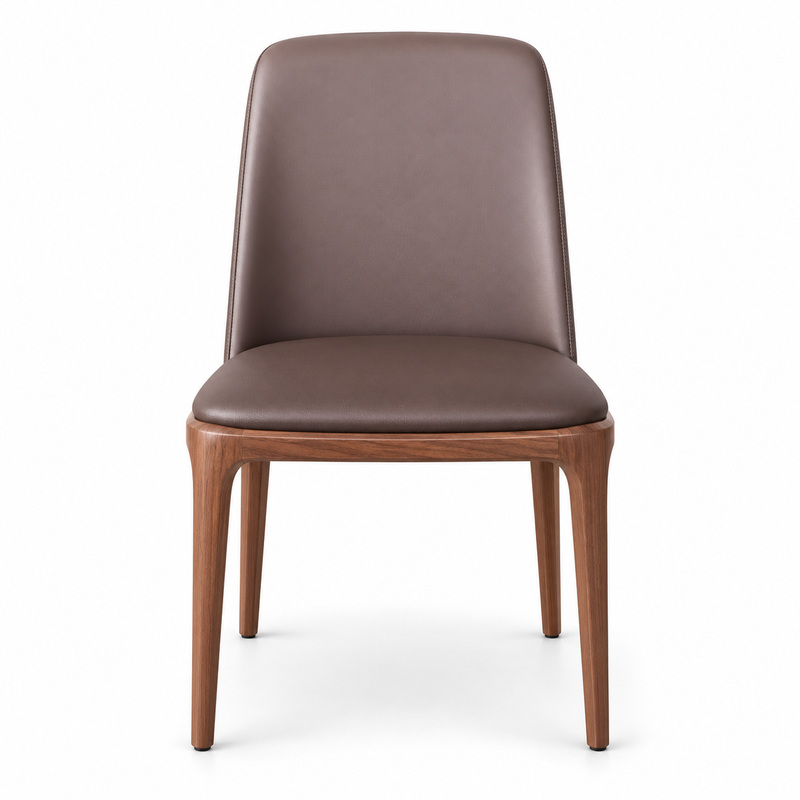 JYX-045 Brown High-Back Upholstered Dining Chair