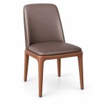 JYX-045 Brown High-Back Upholstered Dining Chair left 45-degree view