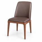 JYX-045 Brown High-Back Upholstered Dining Chair right 45-degree view