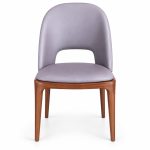 JYX-046 Gray Cutout-Back Dining Chair front view