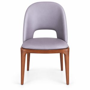 JYX-046 Gray Cutout-Back Dining Chair front view