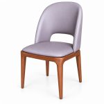 JYX-046 Gray Cutout-Back Dining Chair left 45-degree view