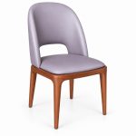 JYX-046 Gray Cutout-Back Dining Chair right 45-degree view