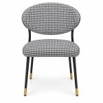 JYX-047 Black and White Checkered Dining Armchair front view