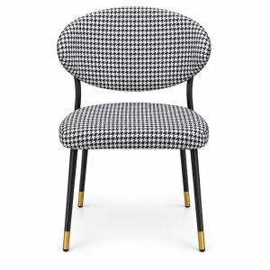 JYX-047 Black and White Checkered Dining Armchair front view