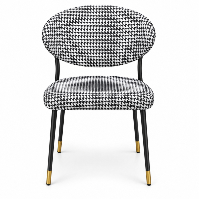 JYX-047 Black and White Checkered Dining Armchair