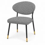 JYX-047 Black and White Checkered Dining Armchair right 45-degree view