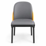JYX-048 Gray and Orange Accent Dining Chair front view