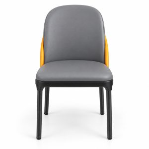 JYX-048 Gray and Orange Accent Dining Chair front view