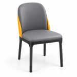 JYX-048 Gray and Orange Accent Dining Chair left 45-degree view