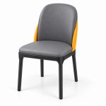 JYX-048 Gray and Orange Accent Dining Chair right 45-degree view