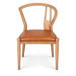 JYX-049 Tan Seat Curved-Back Dining Chair front view