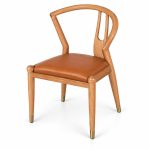 JYX-049 Tan Seat Curved-Back Dining Chair left 45-degree view