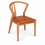 JYX-049 Tan Seat Curved-Back Dining Chair right 45-degree view
