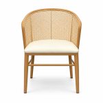 JYX-052 Cream Seat Curved Cane-Back Dining Chair front view