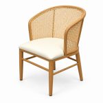 JYX-052 Cream Seat Curved Cane-Back Dining Chair left 45-degree view