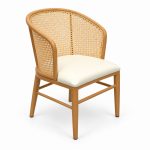 JYX-052 Cream Seat Curved Cane-Back Dining Chair right 45-degree view