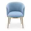 JYX-054 Light Blue Curved-Back Dining Armchair