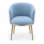 JYX-054 Light Blue Curved-Back Dining Armchair front view